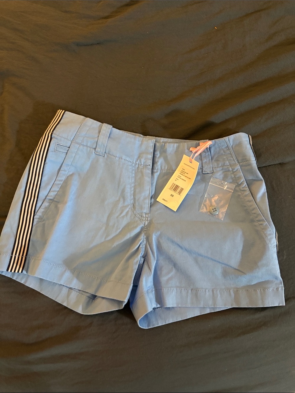 Vineyard Vines Light Blue Shorts with Black & White Side Stripe